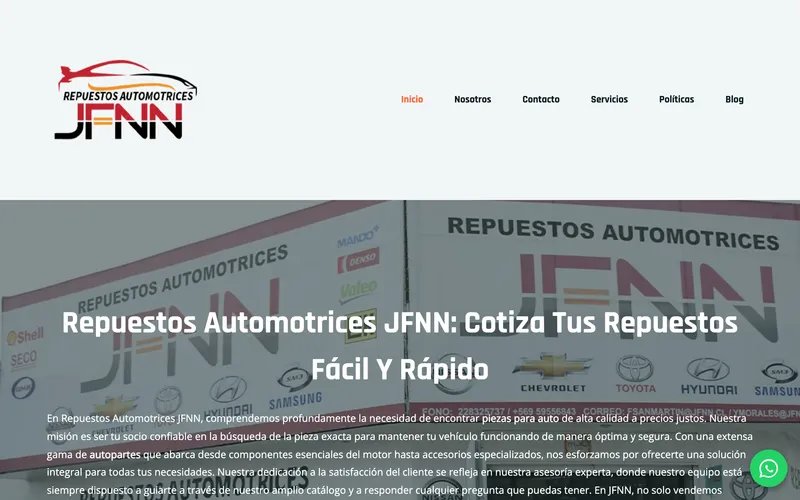 Repuestos Automotrices JFNN — vista desktop