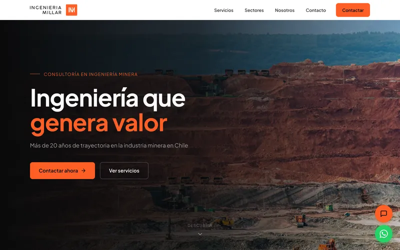 Ingeniería Millar — vista desktop de la landing page corporativa